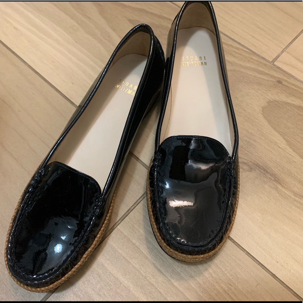 Stuart Weitzman Sz 7.5 Blk Patent Flats - New